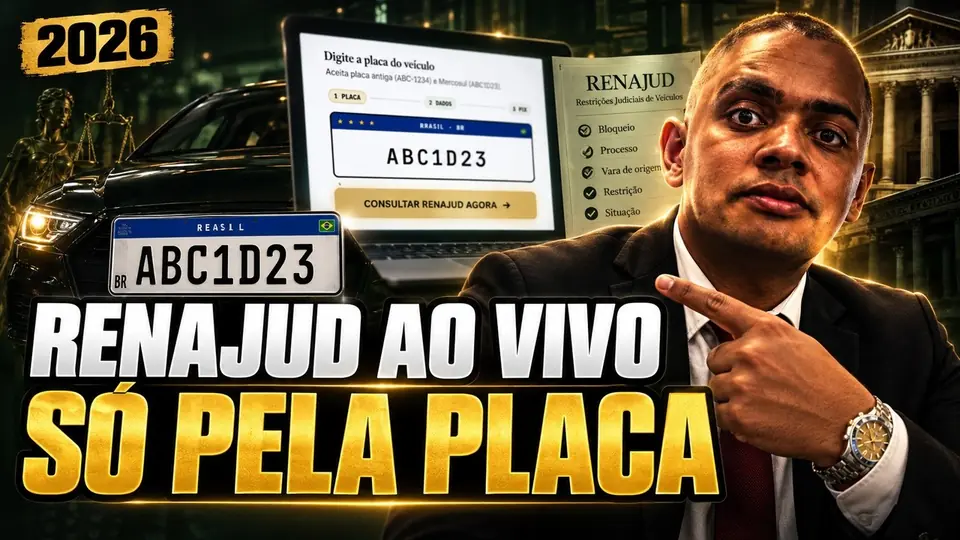 Capa do vídeo: Consultar RENAJUD pela placa ao vivo: do Pix ao relatório